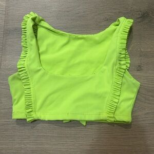 Green Ruffled Crop Tank Top